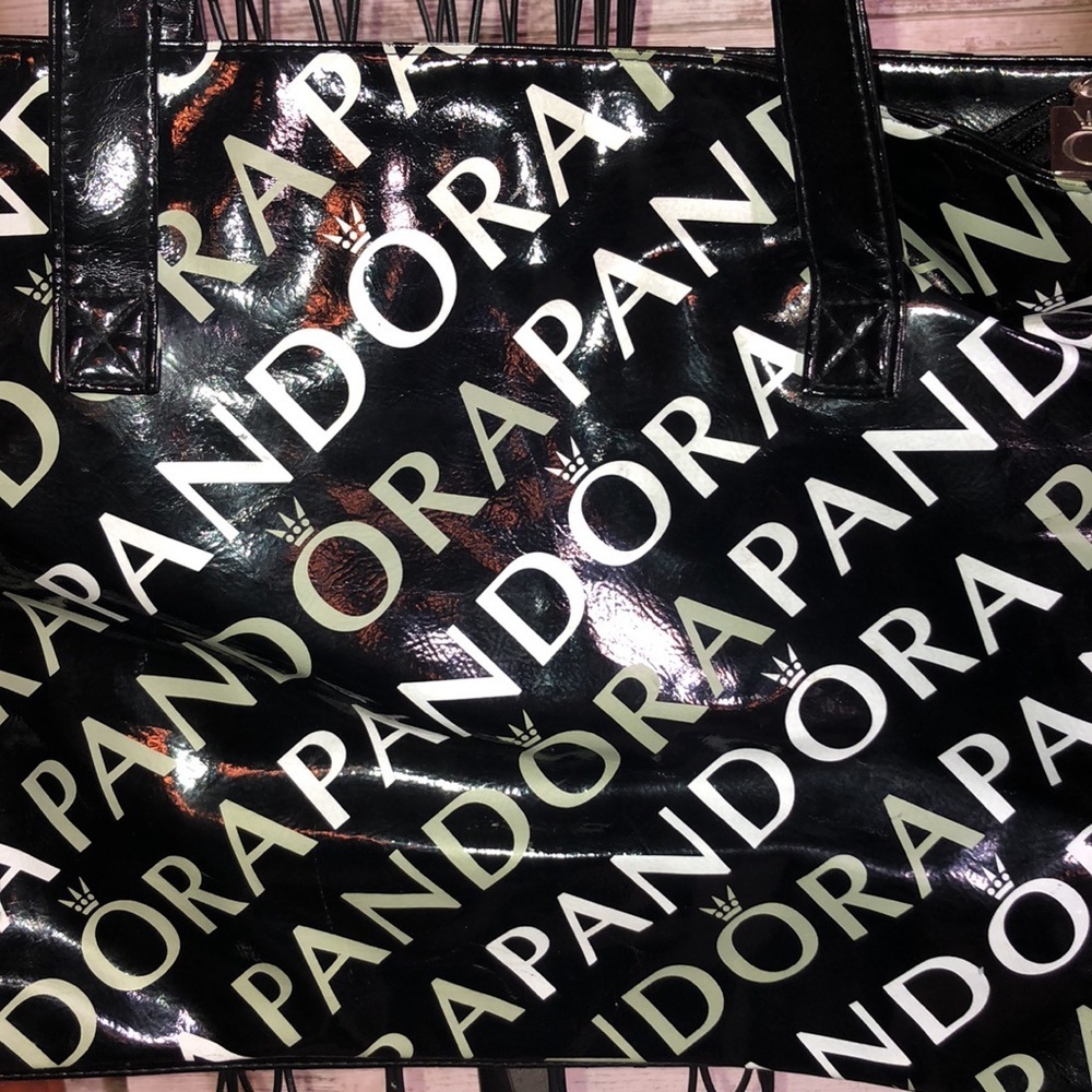 Pandora tote bag black white and gray travel bag purse grocery carrier clothing - Picture 2 of 12